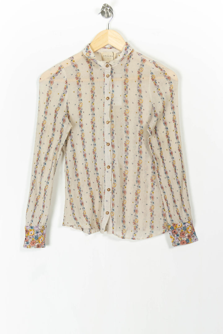 Chemise Fleurie Beige - Taille XS/34 de la marque Sézane | PARAD92034 - Vendu par Paradigme - Image 2