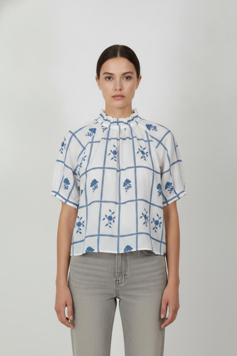 Blouse Blanche et Bleue - Taille M/38 de la marque Sézane | PARAD92046 - Vendu par Paradigme - Image 1