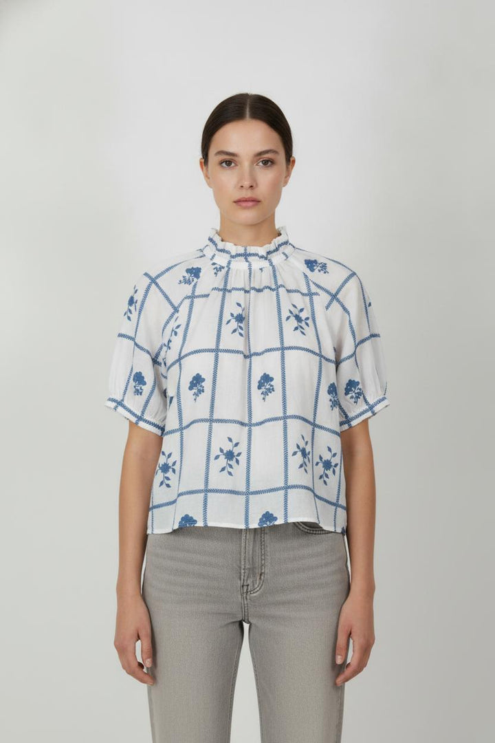 Blouse Blanche et Bleue - Taille M/38 de la marque Sézane | PARAD92046 - Vendu par Paradigme - Image 1