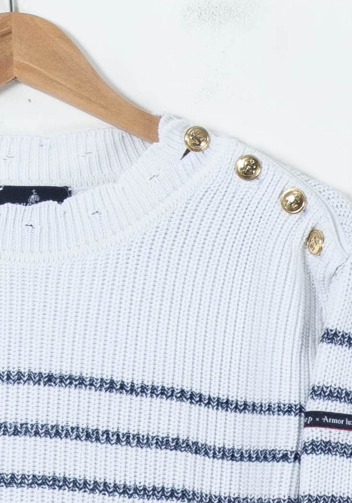 Pull Blanc et Bleu - Taille XS/34 de la marque One Step | PARAD92062 - Vendu par Paradigme - Image 3