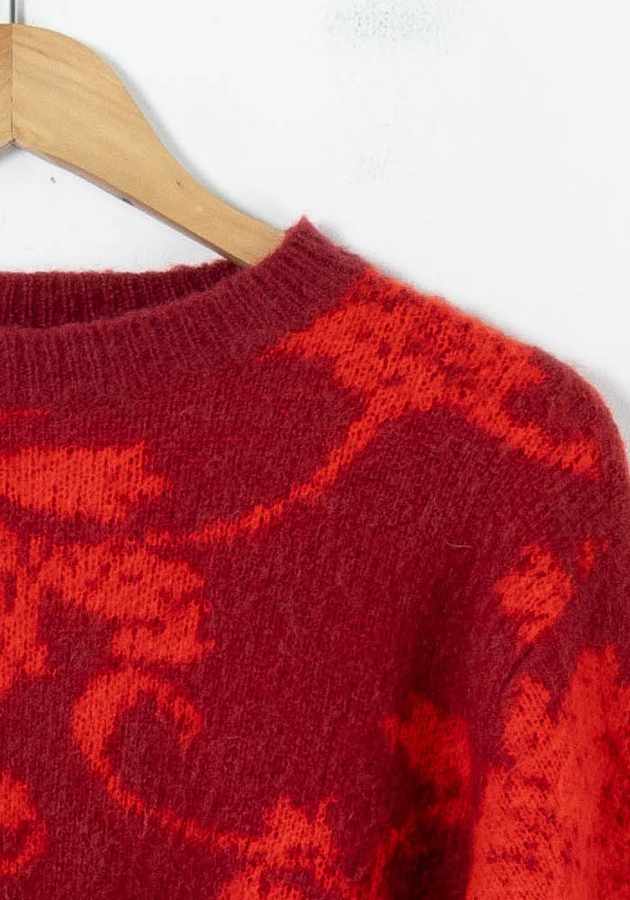 Pull Rouge et Bordeaux - Taille L/40 de la marque La Fée Maraboutée | PARAD92069 - Vendu par Paradigme - Image 3