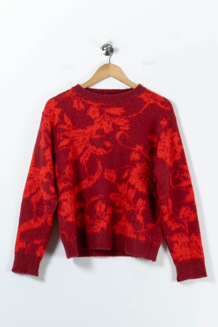 Pull Rouge et Bordeaux - Taille L/40 de la marque La Fée Maraboutée | PARAD92069 - Vendu par Paradigme - Image 2