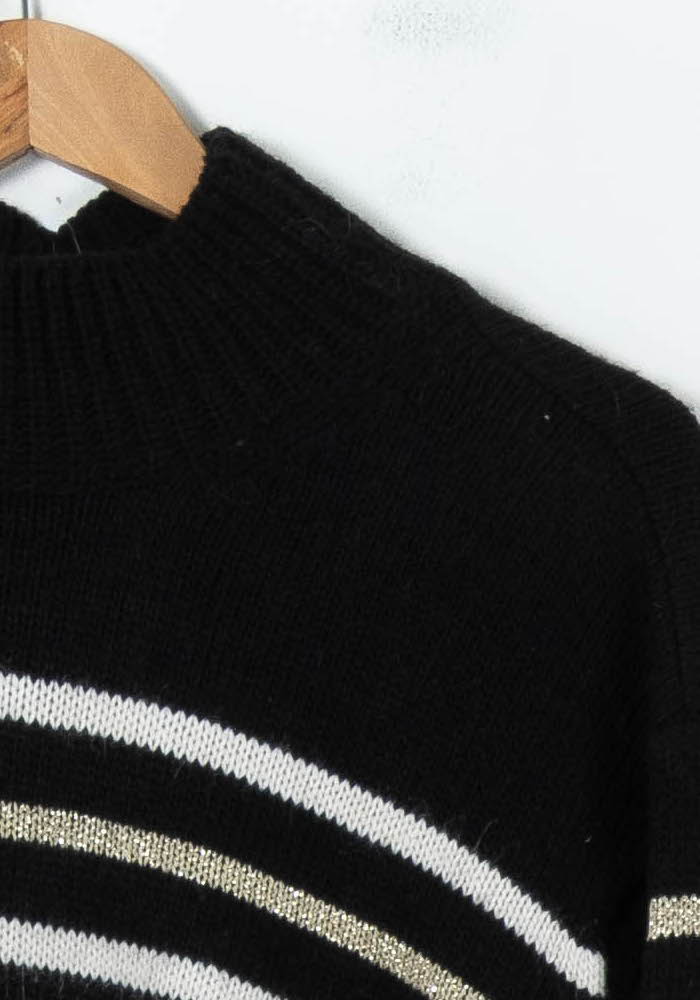 Pull Rayé Noir et Blanc - Taille S/36 de la marque La Fée Maraboutée | PARAD92070 - Vendu par Paradigme - Image 3
