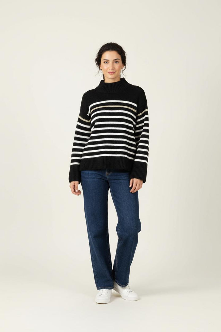 Pull Rayé Noir et Blanc - Taille S/36 de la marque La Fée Maraboutée | PARAD92070 - Vendu par Paradigme - Image 1