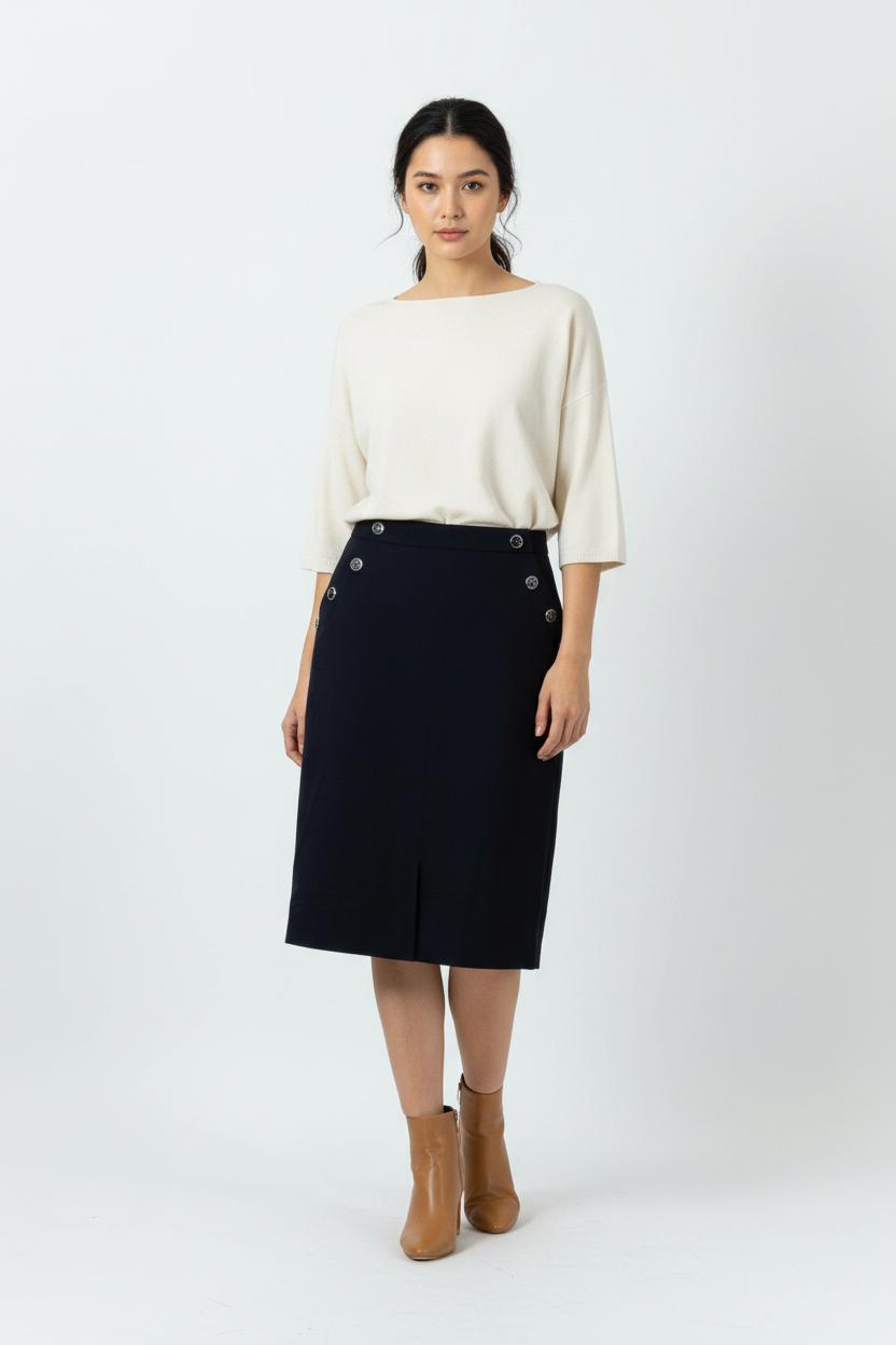 Jupe Droite Bleue - Taille S/36 de la marque Admise Paris | PARAD92091 - Vendu par Paradigme - Image 1