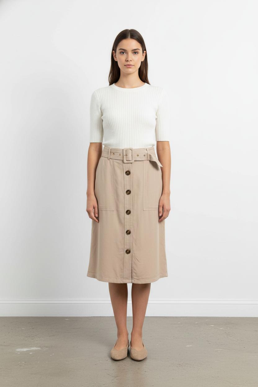 Jupe Boutonnée Beige - Taille M/38 de la marque La Petite Etoile | PARAD92092 - Vendu par Paradigme - Image 1