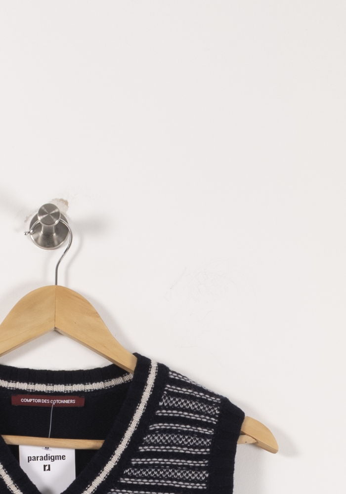 Pull Sans Manches Bleu et Blanc - Taille XS/34 de la marque Comptoir des Cotonniers | PARAD92099 - Vendu par Paradigme - Image 3