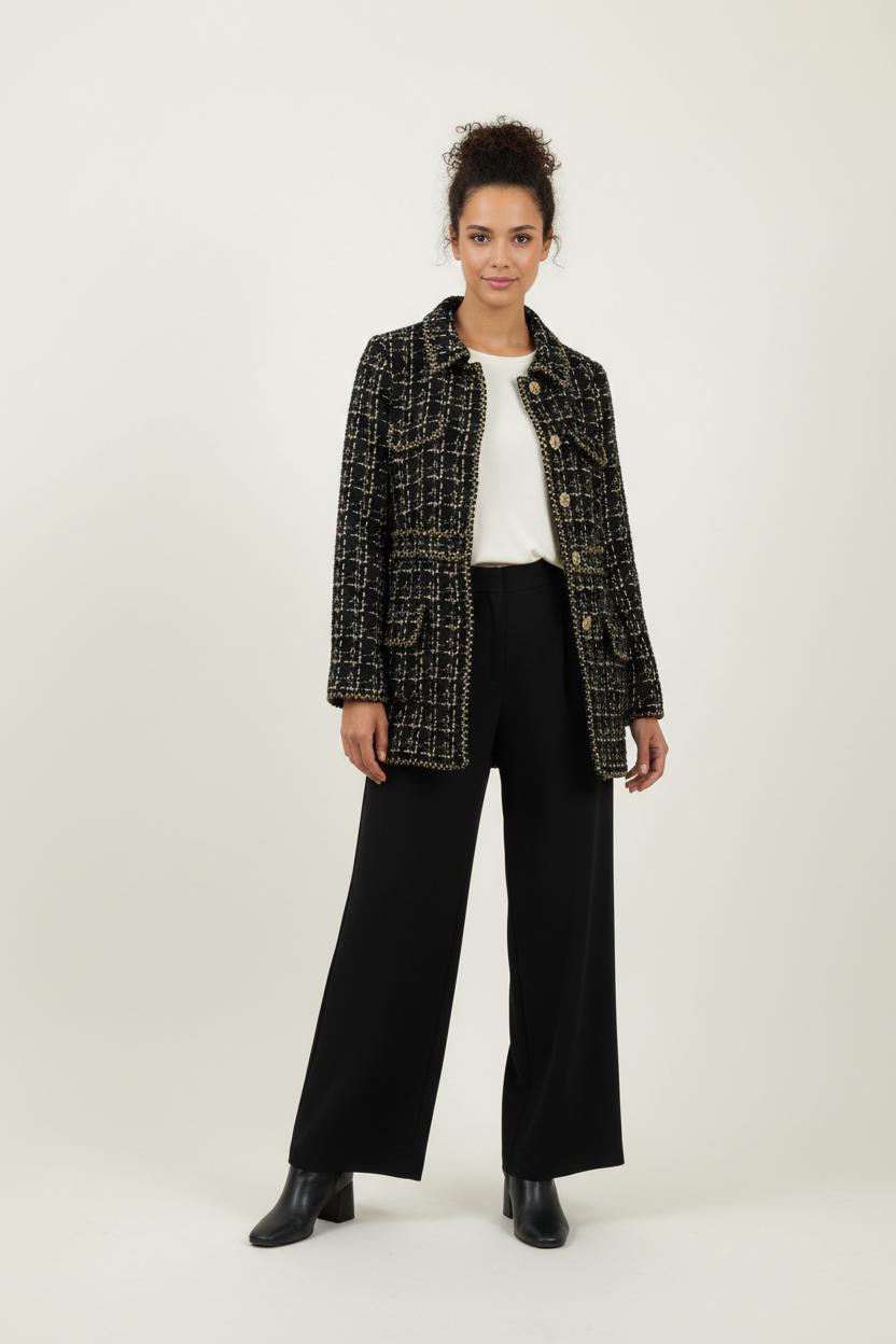 Veste Longue en Tweed Noire - Taille L/40 de la marque Weill | PARAD92106 - Vendu par Paradigme - Image 1