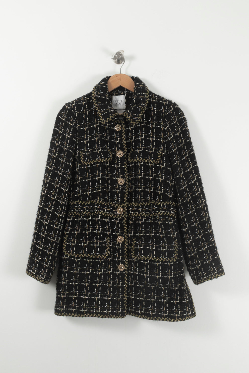 Veste Longue en Tweed Noire - Taille L/40 de la marque Weill | PARAD92106 - Vendu par Paradigme - Image 2