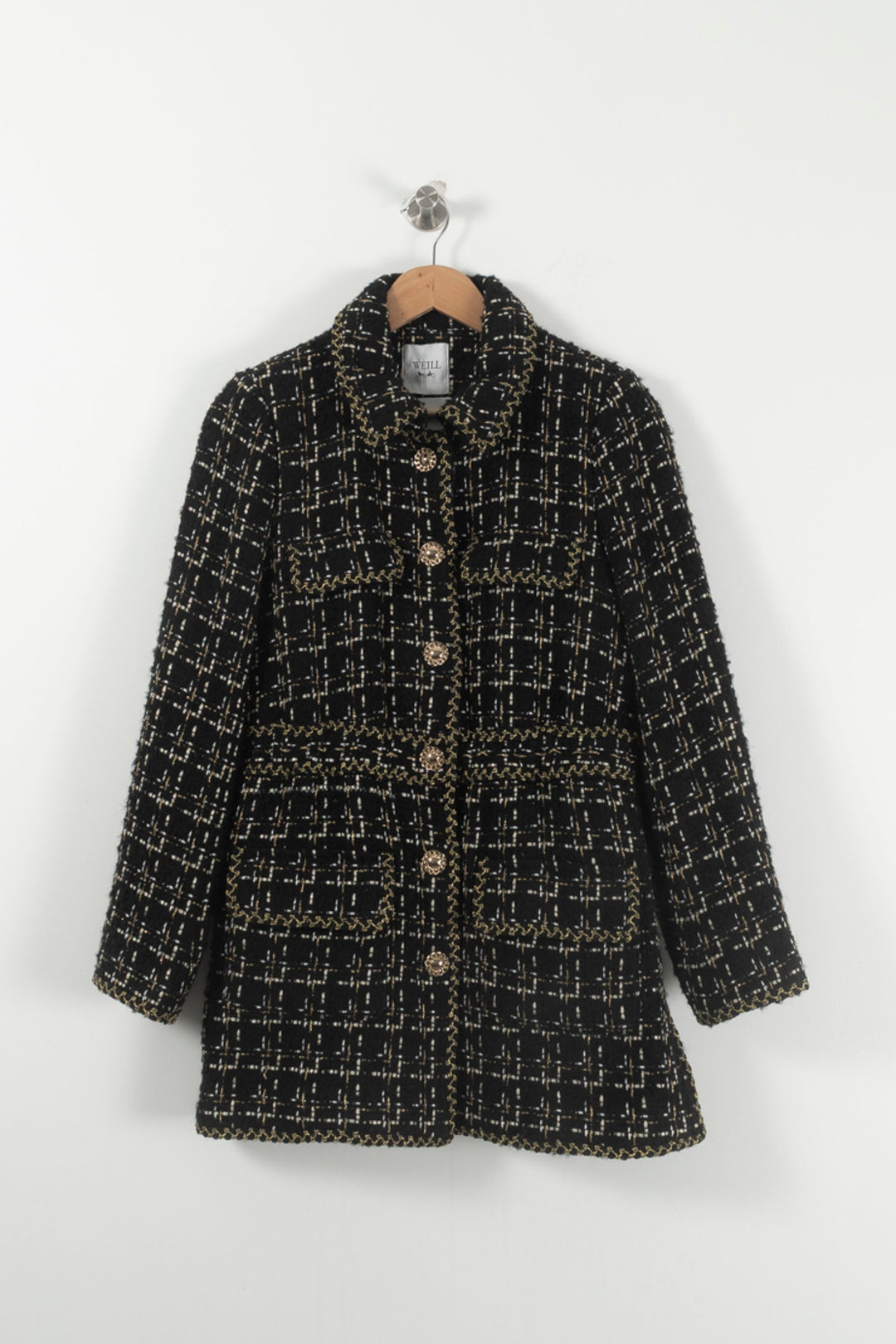 Veste Longue en Tweed Noire - Taille L/40 de la marque Weill | PARAD92106 - Vendu par Paradigme - Image 2