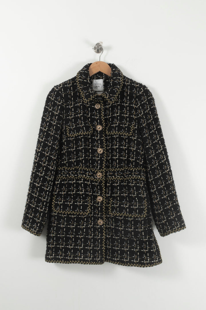 Veste Longue en Tweed Noire - Taille L/40 de la marque Weill | PARAD92106 - Vendu par Paradigme - Image 2