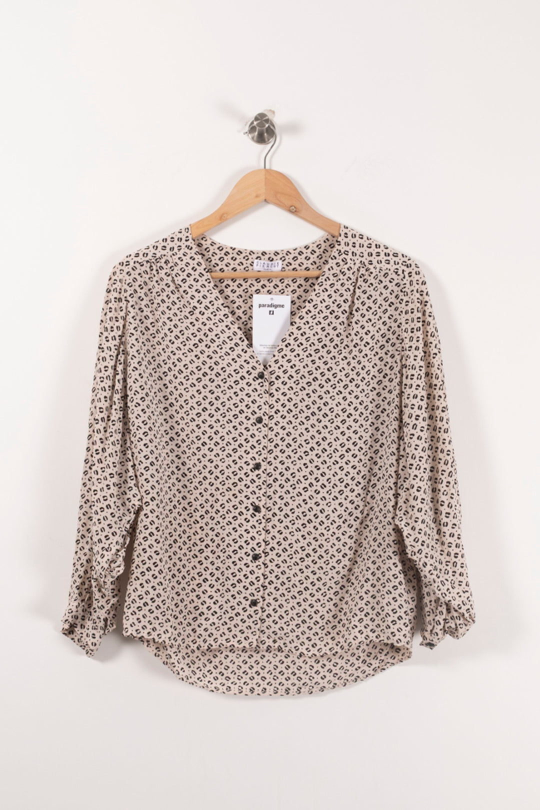 Blouse Beige et Noire - Taille S/36 de la marque Claudie Pierlot | PARAD92109 - Vendu par Paradigme - Image 2