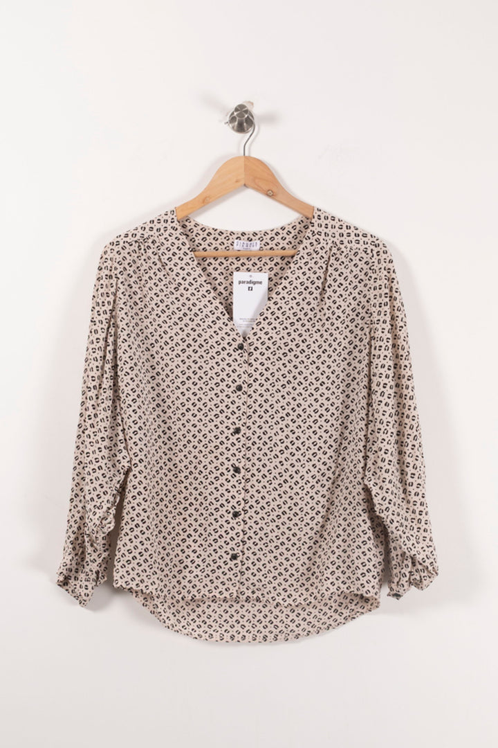 Blouse Beige et Noire - Taille S/36 de la marque Claudie Pierlot | PARAD92109 - Vendu par Paradigme - Image 2