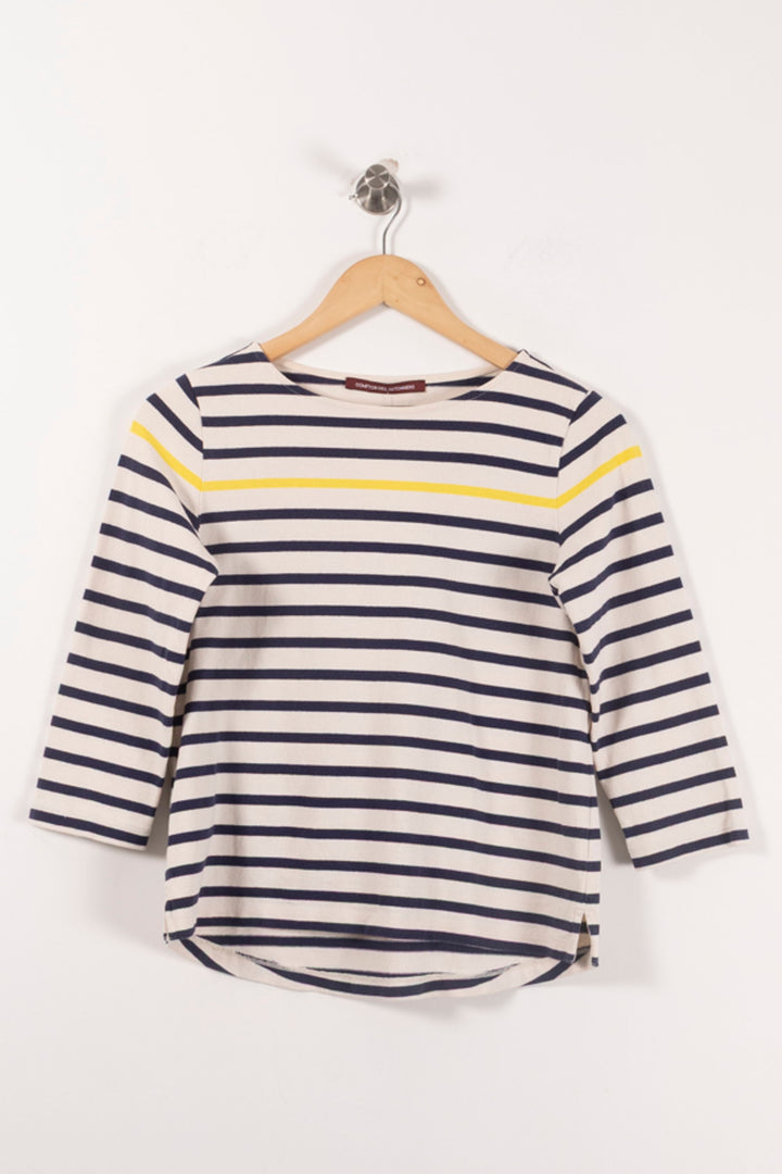 Marinière Blanc Marine et Jaune - Taille XS/34 de la marque Comptoir des Cotonniers | PARAD92135 - Vendu par Paradigme - Image 2