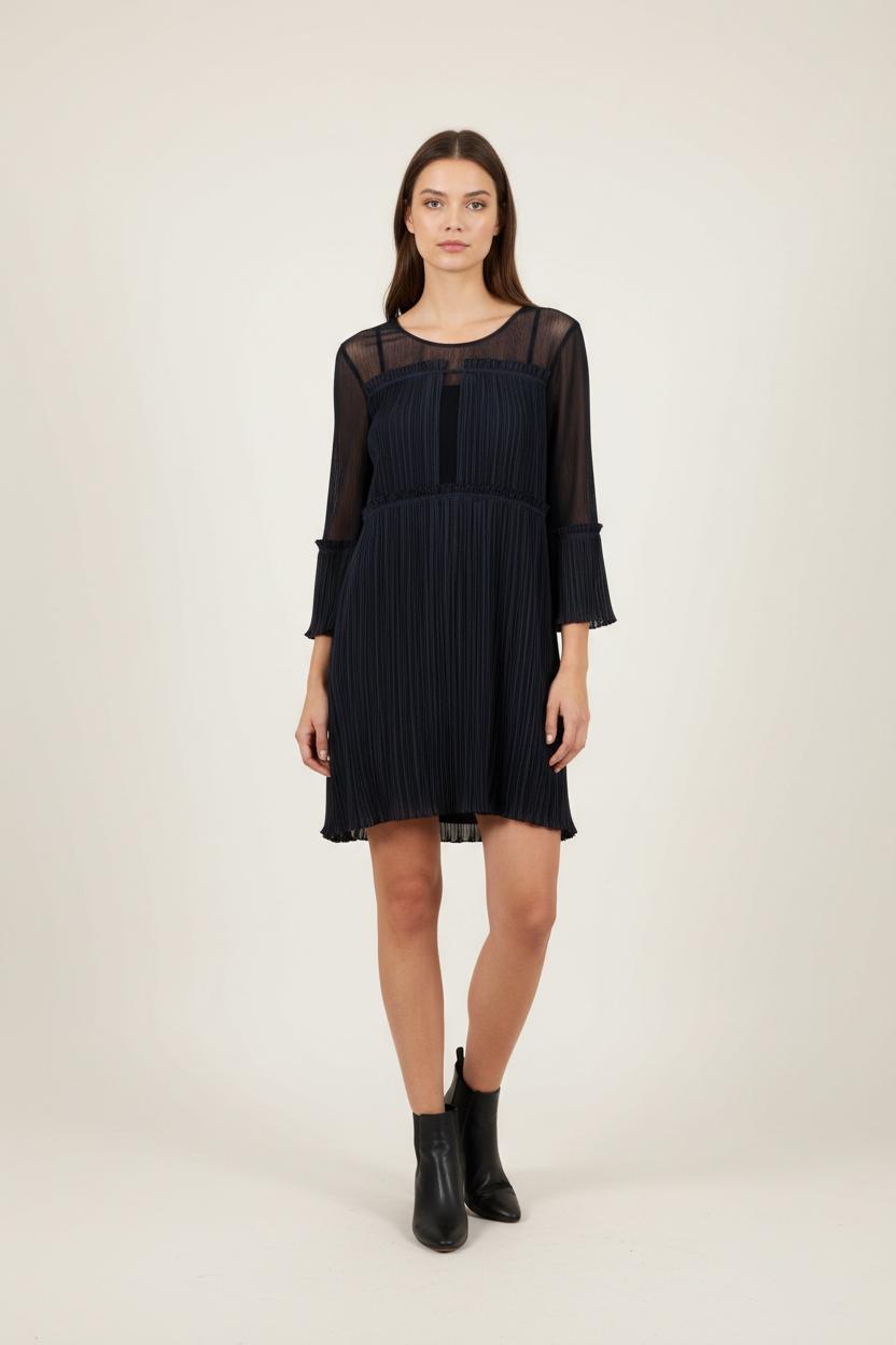 Robe Plissée Noire - Taille L/40 de la marque Maje | PARAD92138 - Vendu par Paradigme - Image 1