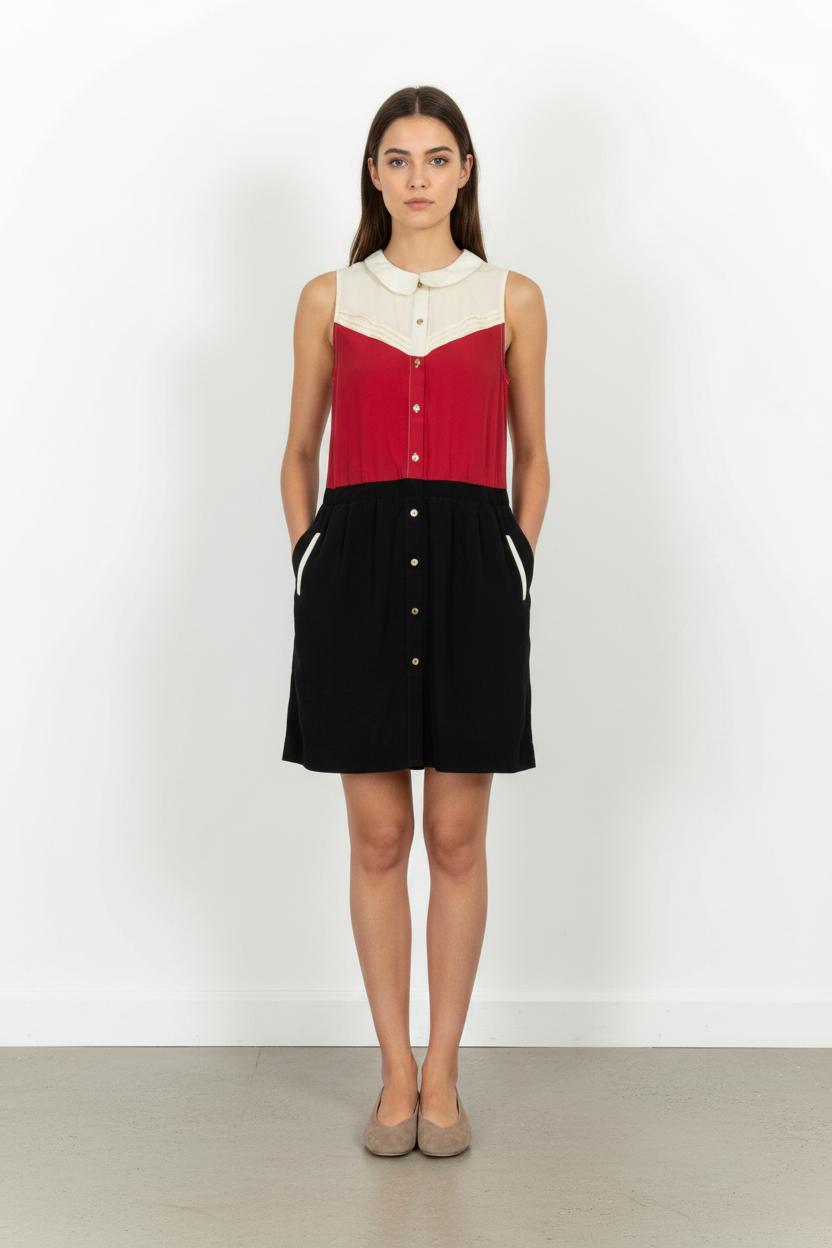 Robe Sans Manches Écrue Rouge et Noire - Taille S/36 de la marque Karl Marc John | PARAD92159 - Vendu par Paradigme - Image 1