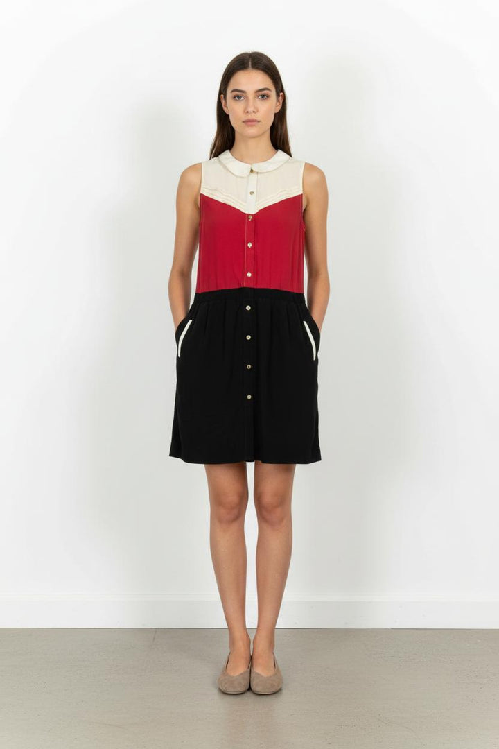 Robe Sans Manches Écrue Rouge et Noire - Taille S/36 de la marque Karl Marc John | PARAD92159 - Vendu par Paradigme - Image 1