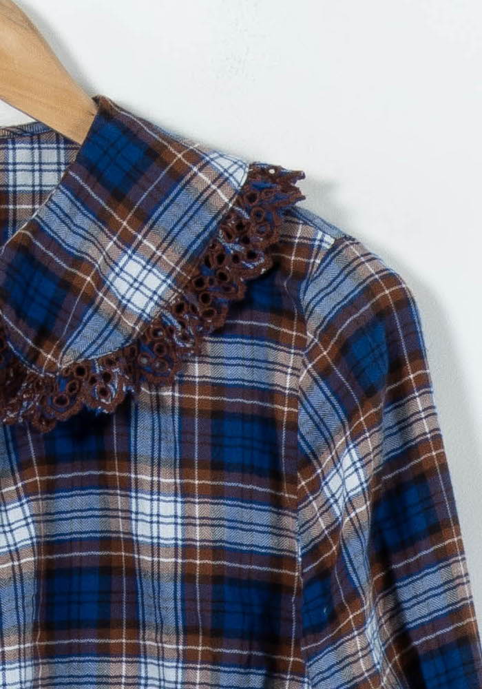 Chemise à Carreaux Bleue et Marron - Taille M/38 de la marque Stella Forest | PARAD92195 - Vendu par Paradigme - Image 3