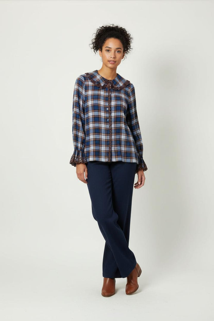 Chemise à Carreaux Bleue et Marron - Taille M/38 de la marque Stella Forest | PARAD92195 - Vendu par Paradigme - Image 1