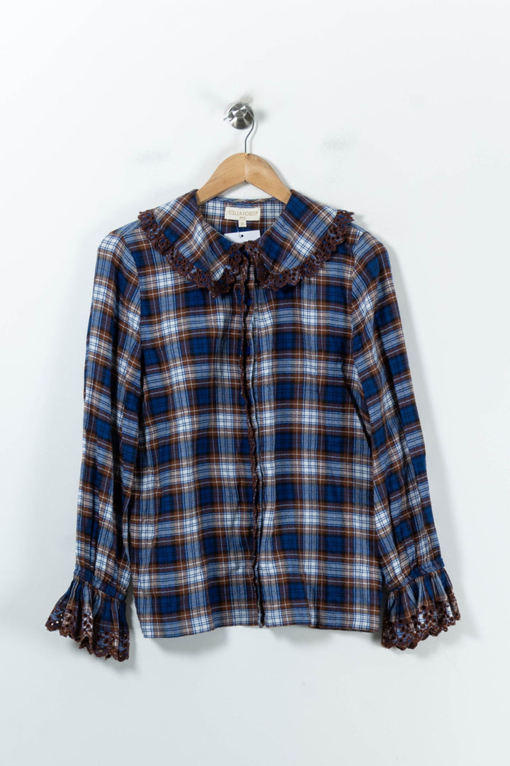 Chemise à Carreaux Bleue et Marron - Taille M/38 de la marque Stella Forest | PARAD92195 - Vendu par Paradigme - Image 2