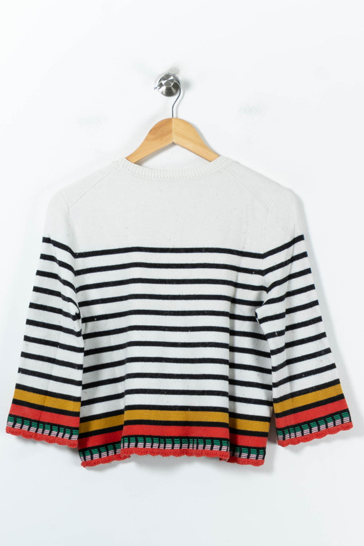 Pull Rayé Blanc et Noir - Taille M/38 de la marque Maje | PARAD92197 - Vendu par Paradigme - Image 4