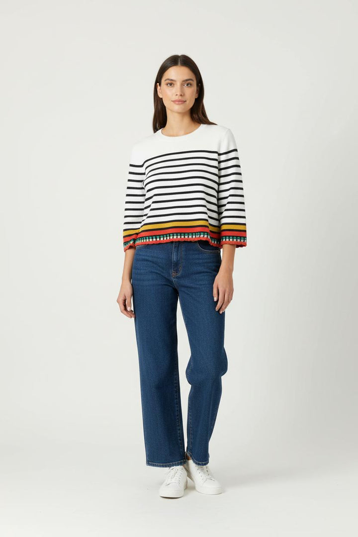 Pull Rayé Blanc et Noir - Taille M/38 de la marque Maje | PARAD92197 - Vendu par Paradigme - Image 1