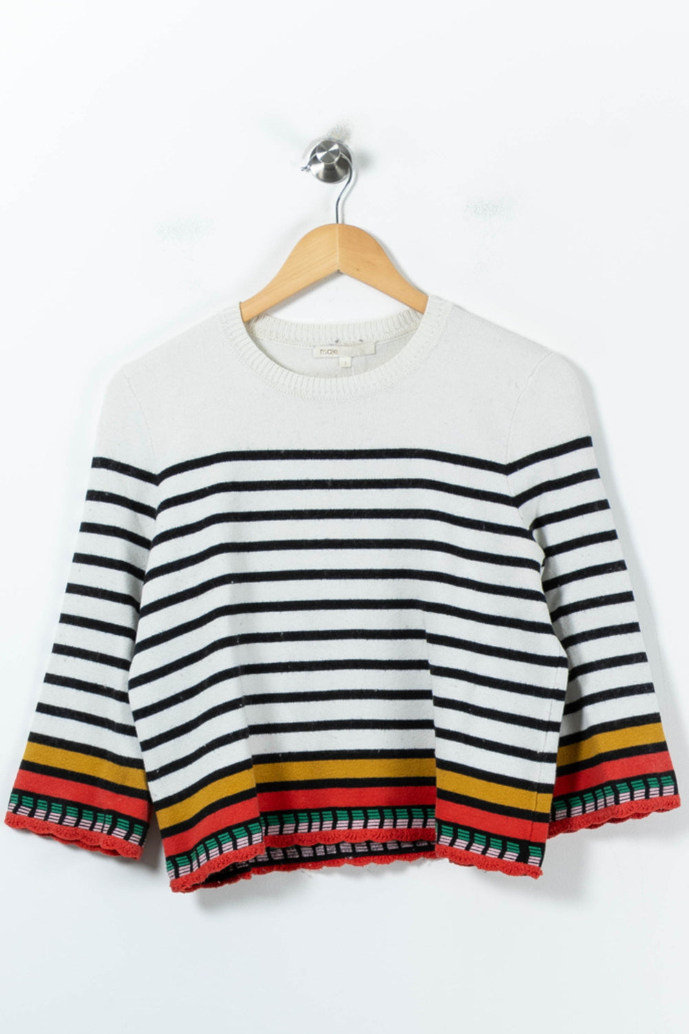 Pull Rayé Blanc et Noir - Taille M/38 de la marque Maje | PARAD92197 - Vendu par Paradigme - Image 2