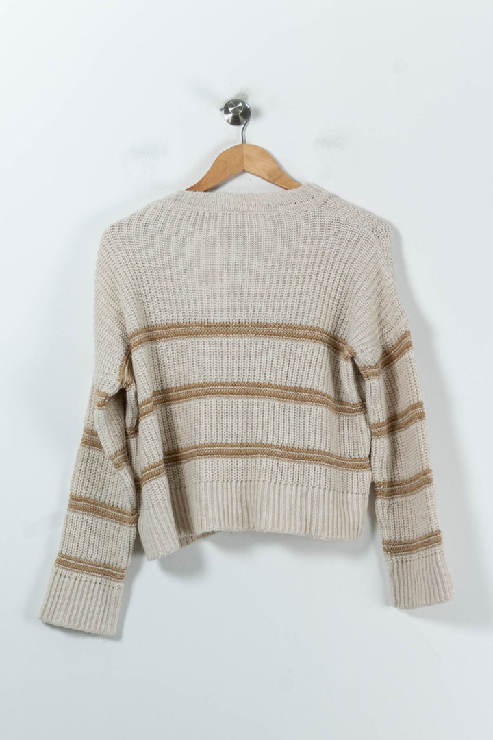Pull Rayé Beige et Marron - Taille S/36 de la marque La Fée Maraboutée | PARAD92231 - Vendu par Paradigme - Image 4