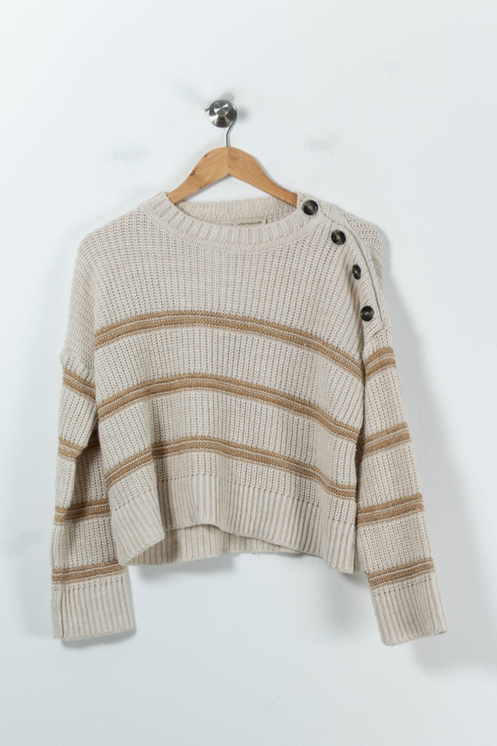 Pull Rayé Beige et Marron - Taille S/36 de la marque La Fée Maraboutée | PARAD92231 - Vendu par Paradigme - Image 2