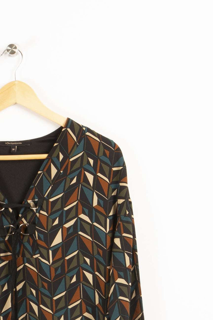 Robe midi noire et verte - M / 38