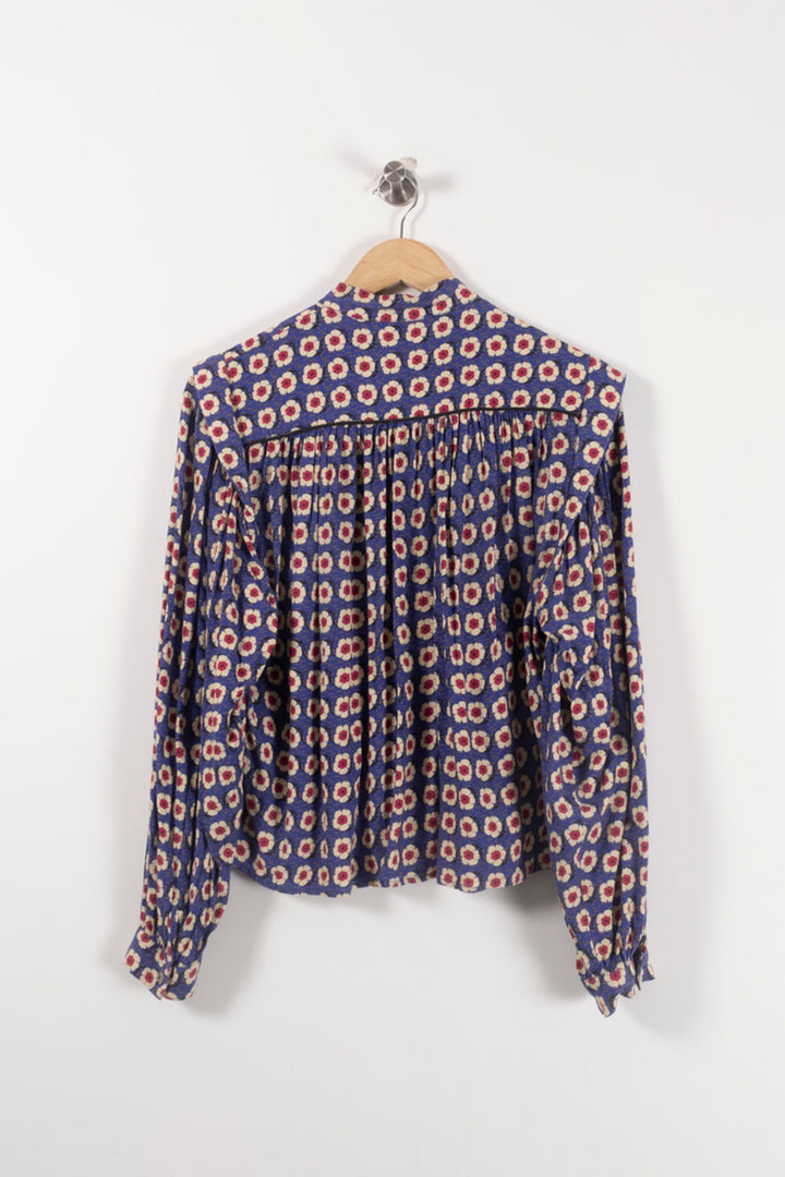 Blouse Fleurie Bleue et Crème - Taille L/40 de la marque Imprevu | PARAD92265 - Vendu par Paradigme - Image 4