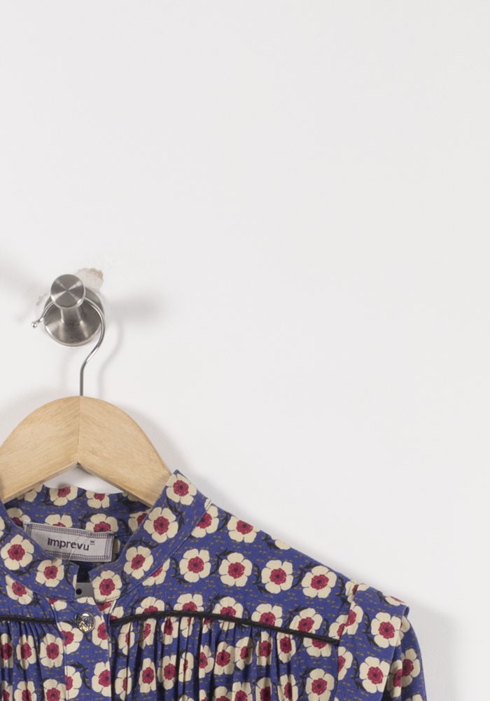Blouse Fleurie Bleue et Crème - Taille L/40 de la marque Imprevu | PARAD92265 - Vendu par Paradigme - Image 3