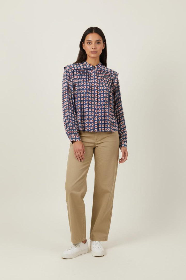 Blouse Fleurie Bleue et Crème - Taille L/40 de la marque Imprevu | PARAD92265 - Vendu par Paradigme - Image 1