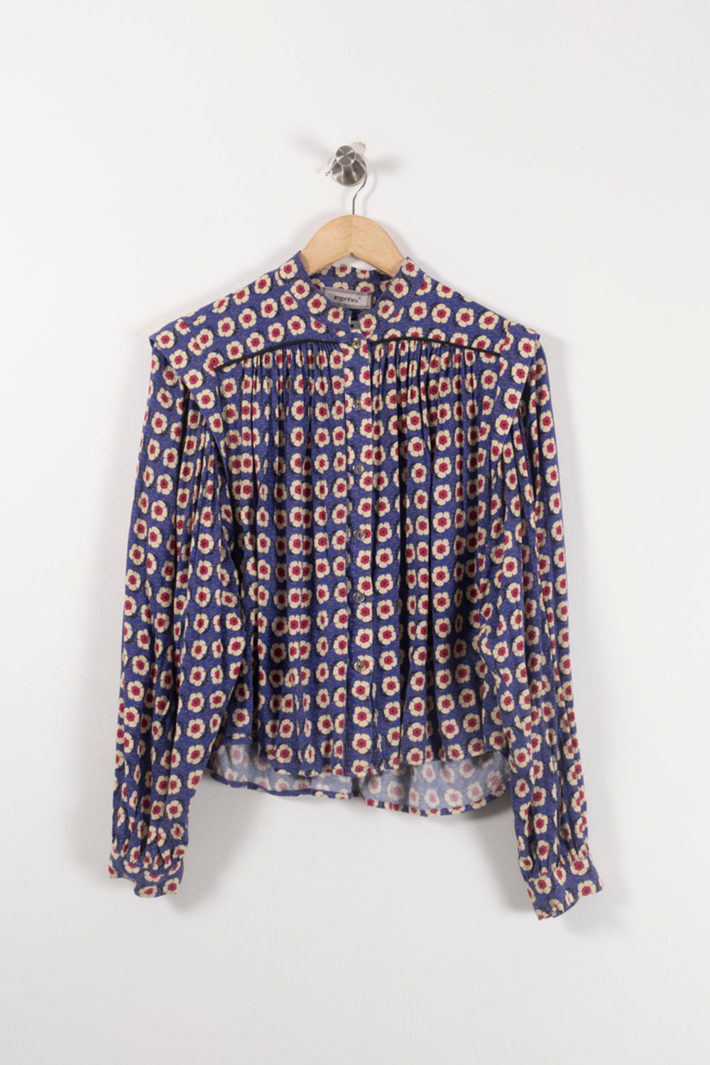 Blouse Fleurie Bleue et Crème - Taille L/40 de la marque Imprevu | PARAD92265 - Vendu par Paradigme - Image 2