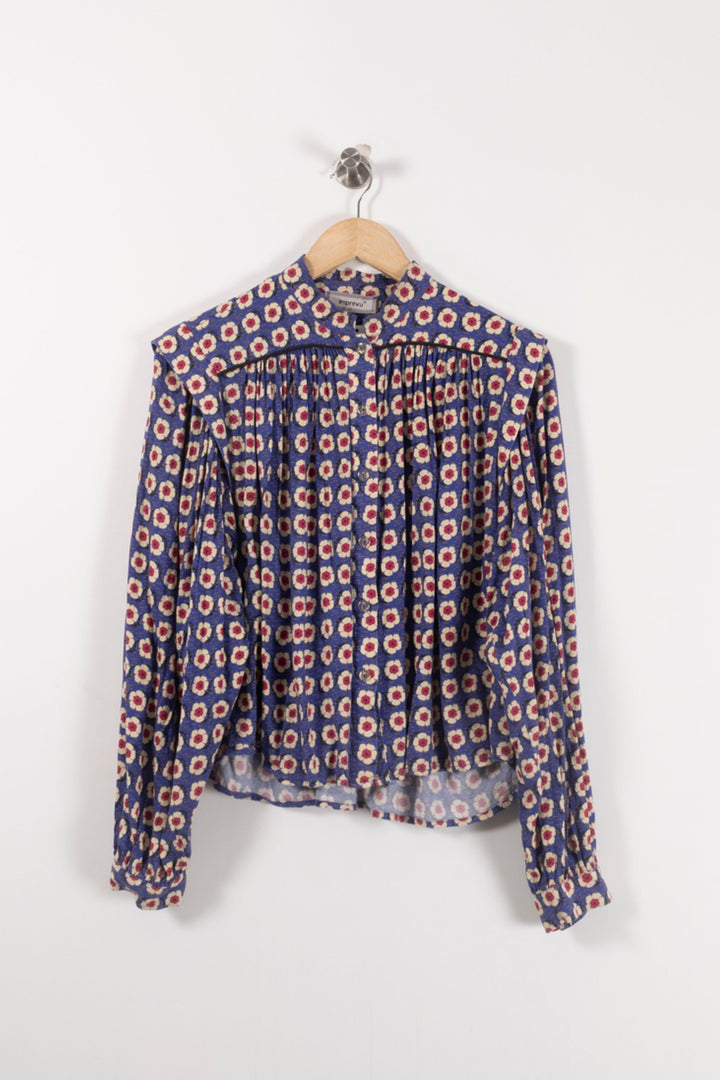 Blouse Fleurie Bleue et Crème - Taille L/40 de la marque Imprevu | PARAD92265 - Vendu par Paradigme - Image 2