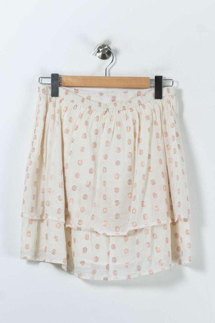 Jupe Volantée Blanche et Dorée - Taille M/38 de la marque Garance Paris | PARAD92267 - Vendu par Paradigme - Image 4