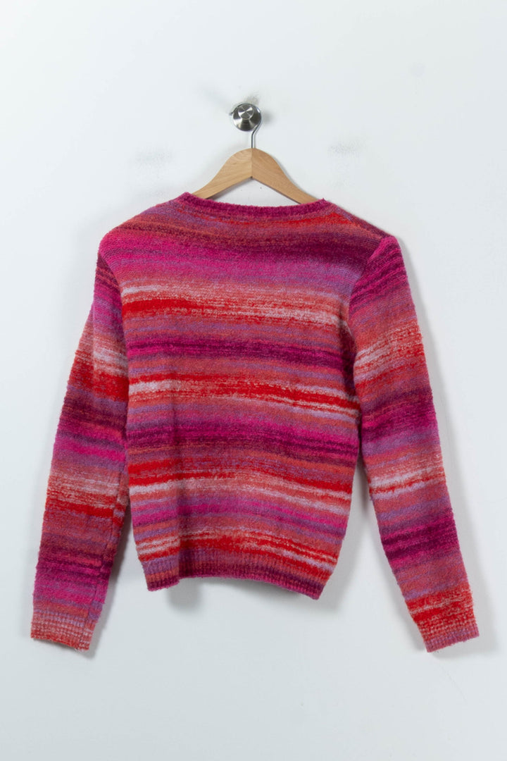 Pull Rose et Rouge - Taille XS/34 de la marque La Fée Maraboutée | PARAD92277 - Vendu par Paradigme - Image 4
