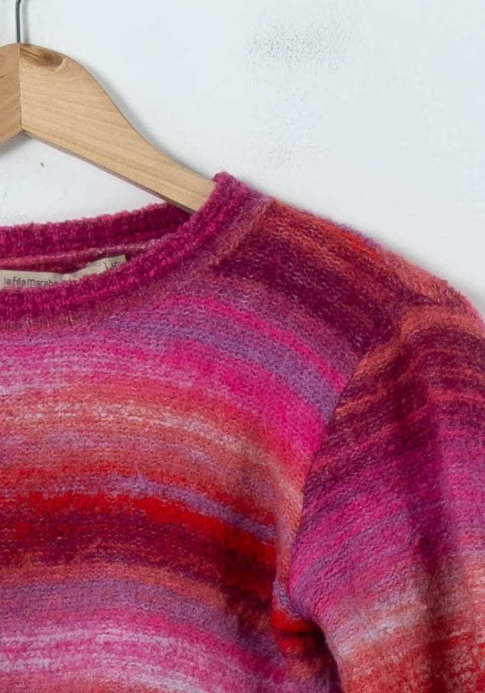 Pull Rose et Rouge - Taille XS/34 de la marque La Fée Maraboutée | PARAD92277 - Vendu par Paradigme - Image 3