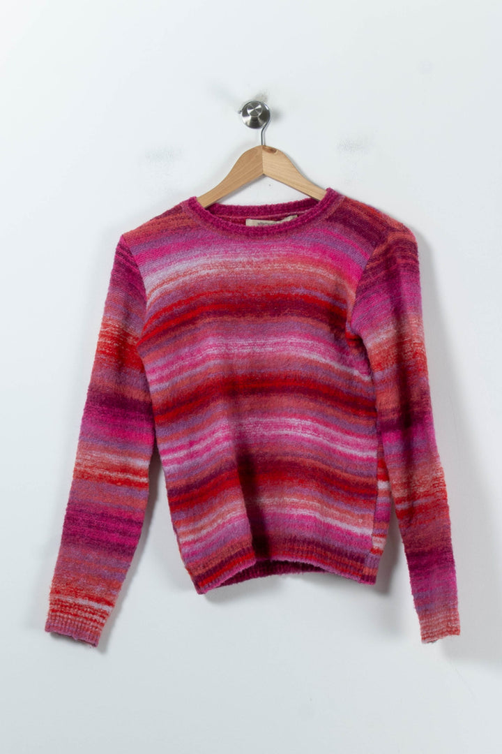 Pull Rose et Rouge - Taille XS/34 de la marque La Fée Maraboutée | PARAD92277 - Vendu par Paradigme - Image 2