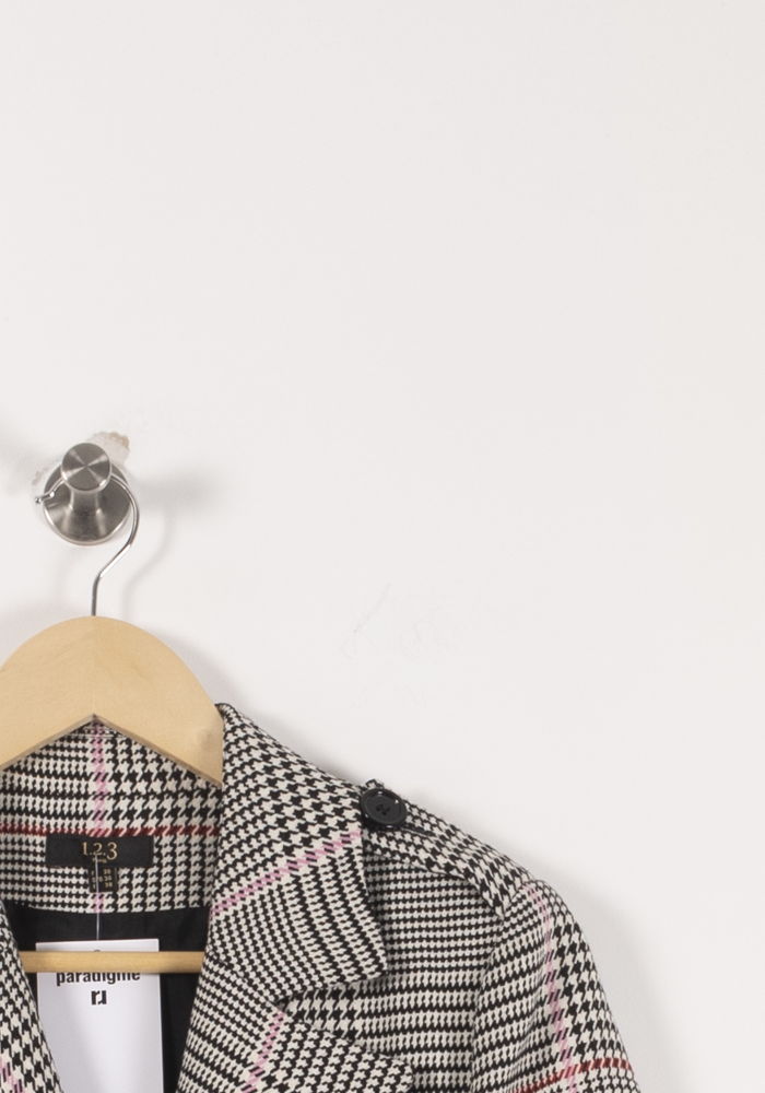 Manteau à Carreaux Gris et Rose - Taille S/36 de la marque Maison 123 | PARAD92309 - Vendu par Paradigme - Image 3