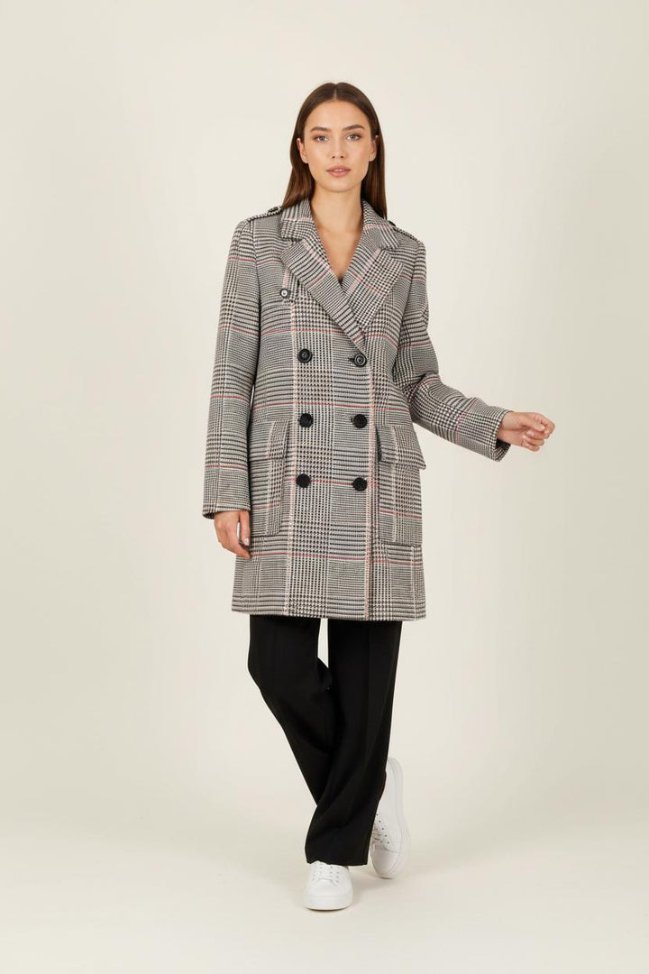 Manteau à Carreaux Gris et Rose - Taille S/36 de la marque Maison 123 | PARAD92309 - Vendu par Paradigme - Image 1