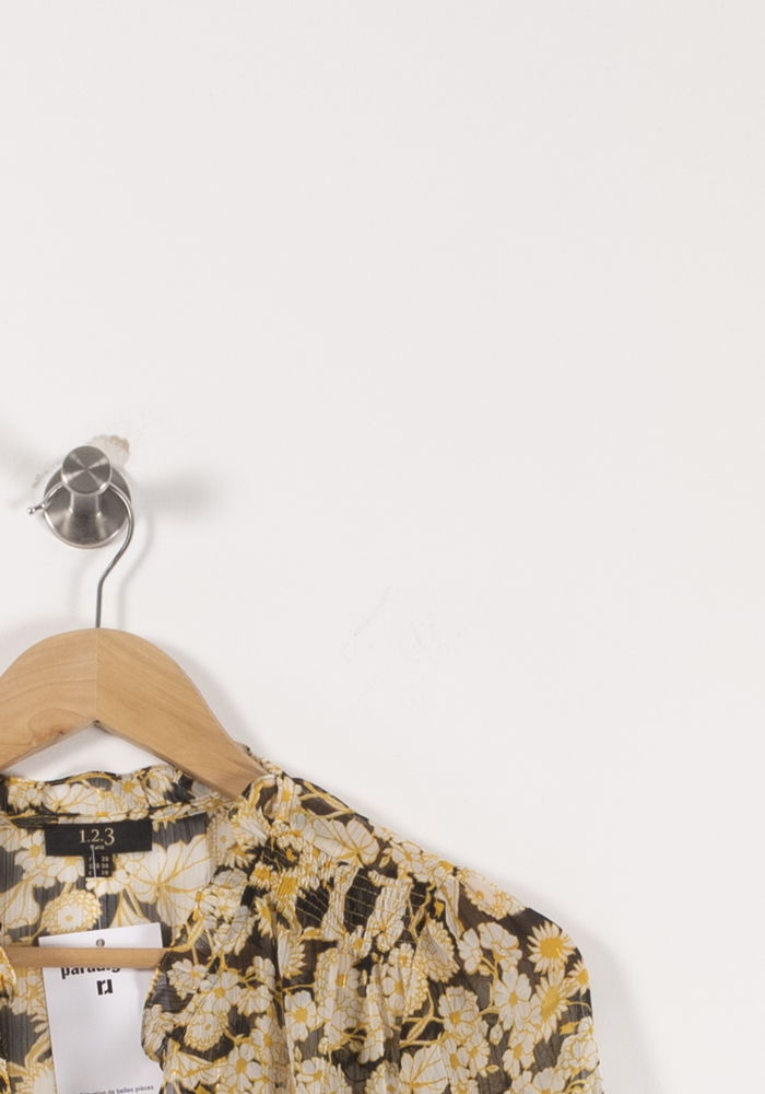Blouse Fleurie Noire et Jaune - Taille S/36 de la marque Maison 123 | PARAD92310 - Vendu par Paradigme - Image 3