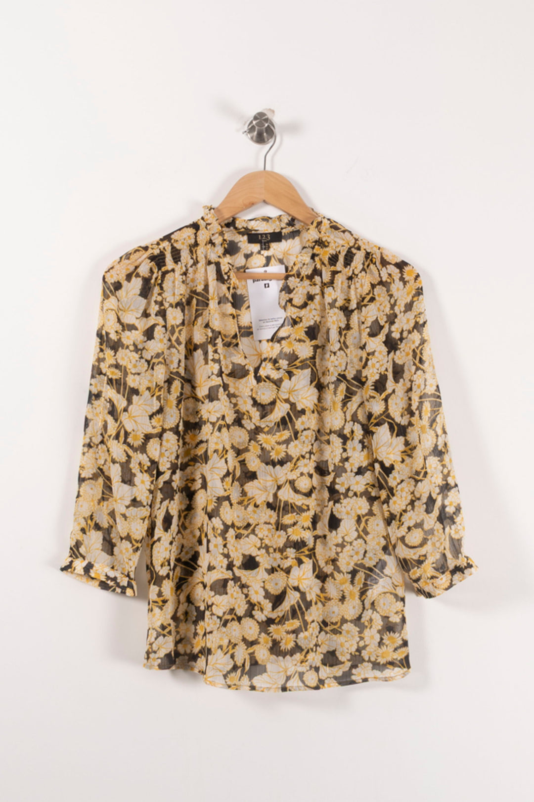 Blouse Fleurie Noire et Jaune - Taille S/36 de la marque Maison 123 | PARAD92310 - Vendu par Paradigme - Image 2