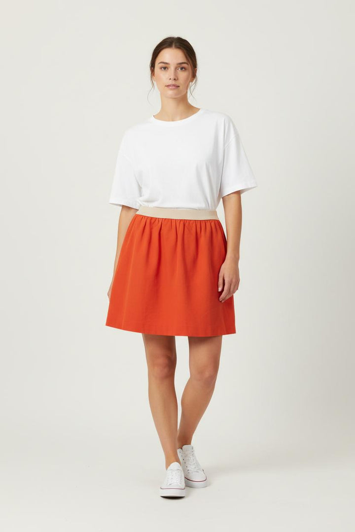 Jupe Courte Rouge et Beige - Taille L/40 de la marque Comptoir des Cotonniers | PARAD92344 - Vendu par Paradigme - Image 1