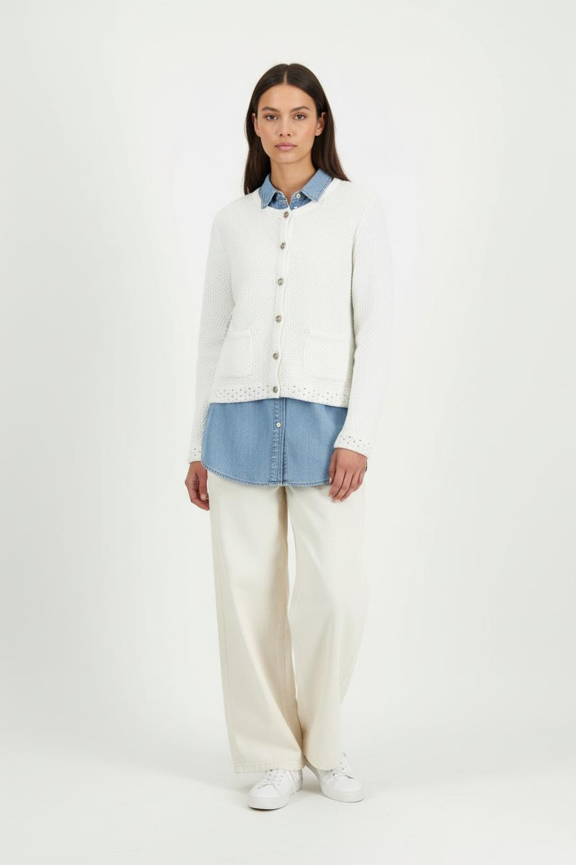 Gilet Blanc - Taille S/36 de la marque La Fée Maraboutée | PARAD92381 - Vendu par Paradigme - Image 1