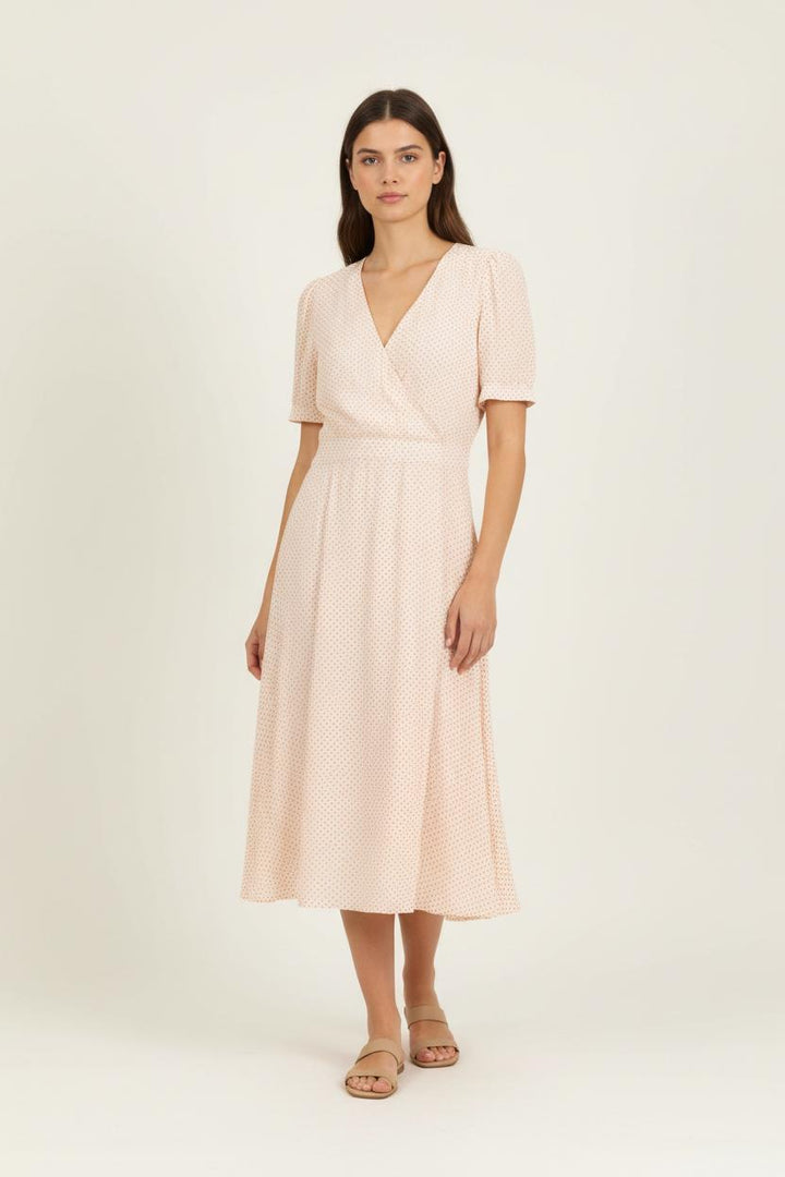 Robe Midi Beige à Pois Rouges - Taille L/40 de la marque Comptoir des Cotonniers | PARAD92383 - Vendu par Paradigme - Image 1