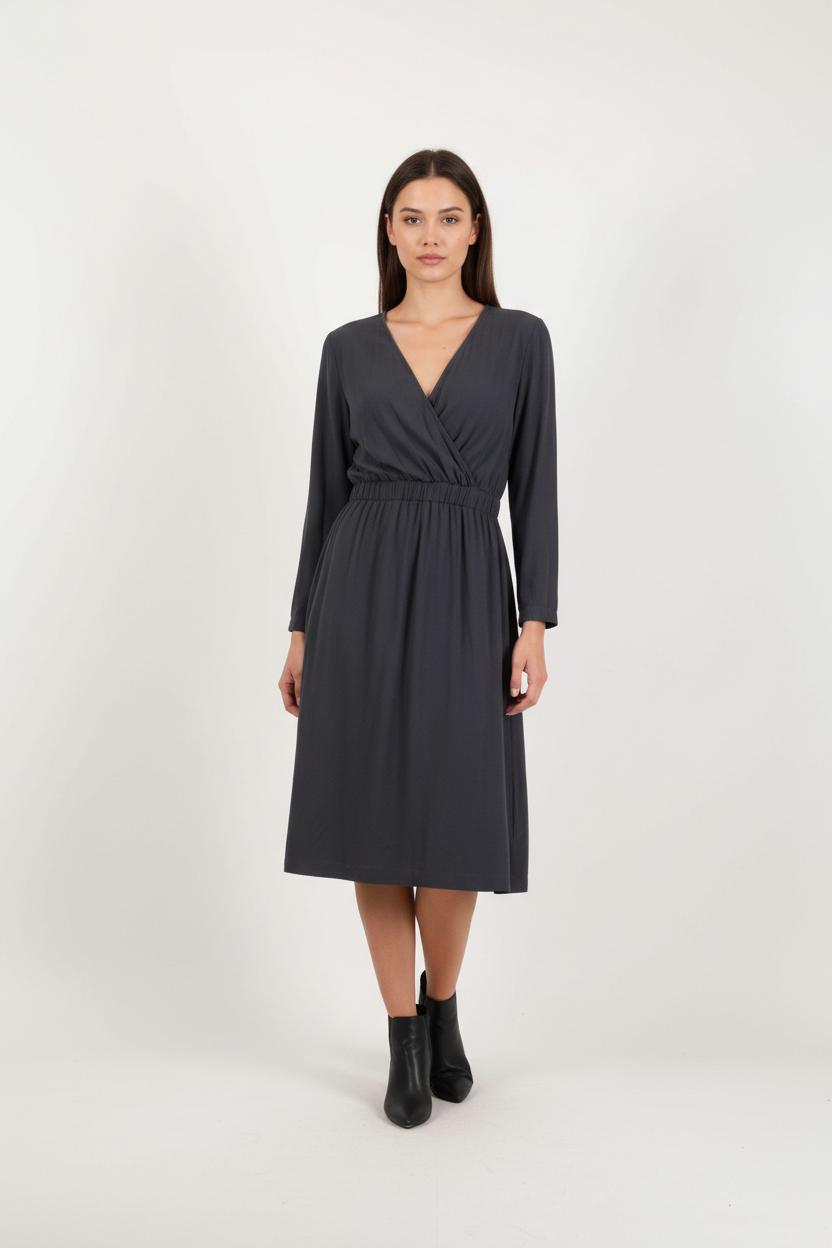 Robe Cache-Cœur Grise - Taille XS/34 de la marque American Vintage | PARAD92389 - Vendu par Paradigme - Image 1