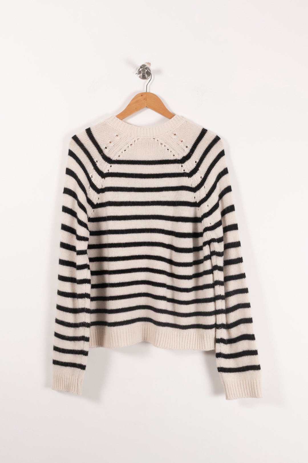 Pull Rayé Écru et Noir - Taille M/38 de la marque La Fée Maraboutée | PARAD92392 - Vendu par Paradigme - Image 4