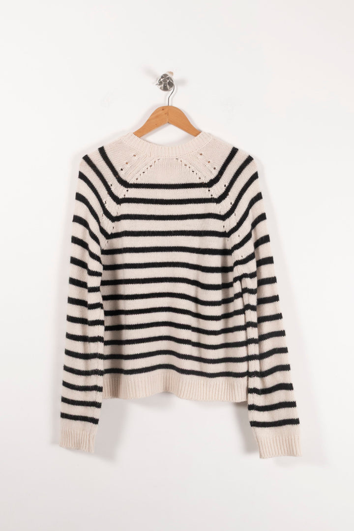 Pull Rayé Écru et Noir - Taille M/38 de la marque La Fée Maraboutée | PARAD92392 - Vendu par Paradigme - Image 4