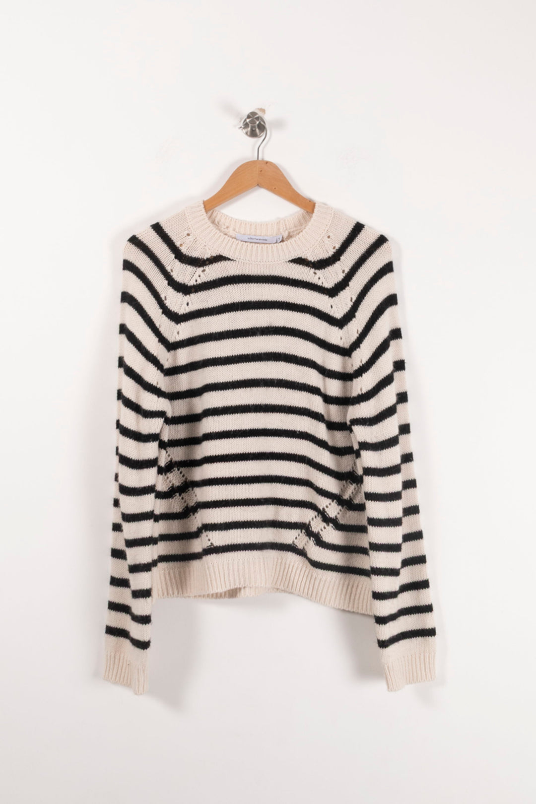 Pull Rayé Écru et Noir - Taille M/38 de la marque La Fée Maraboutée | PARAD92392 - Vendu par Paradigme - Image 2